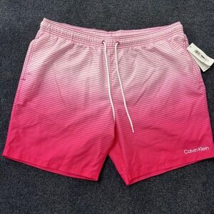 Calvin Klein Swim Trunks Mens 2XL Striped Ombre Gradient Mesh Lined Drawstring